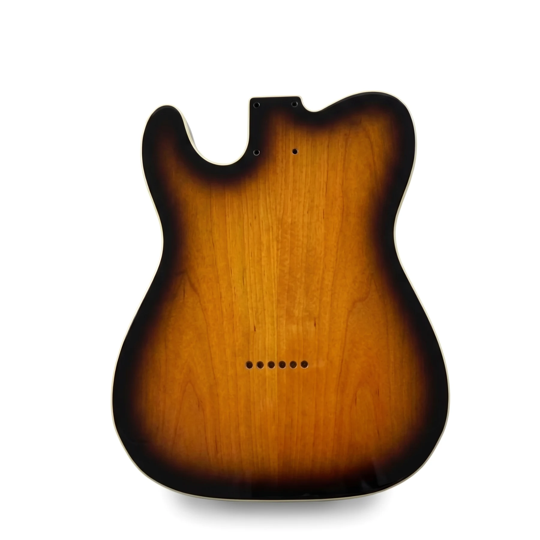 Telecaster body rear view in tobacco burst with cream binding