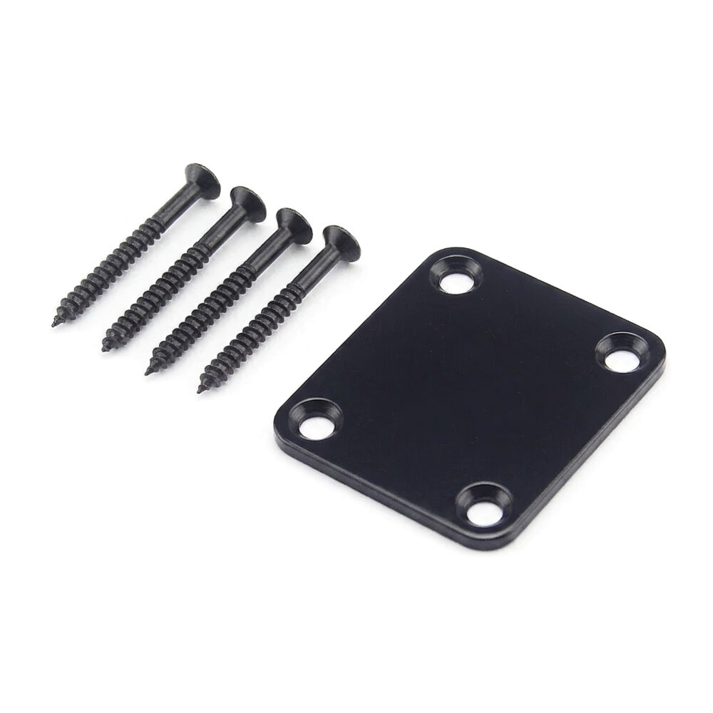 Neck Plate for Stratocaster and Telecaster Guitars - Chrome Black Gold – main product image
