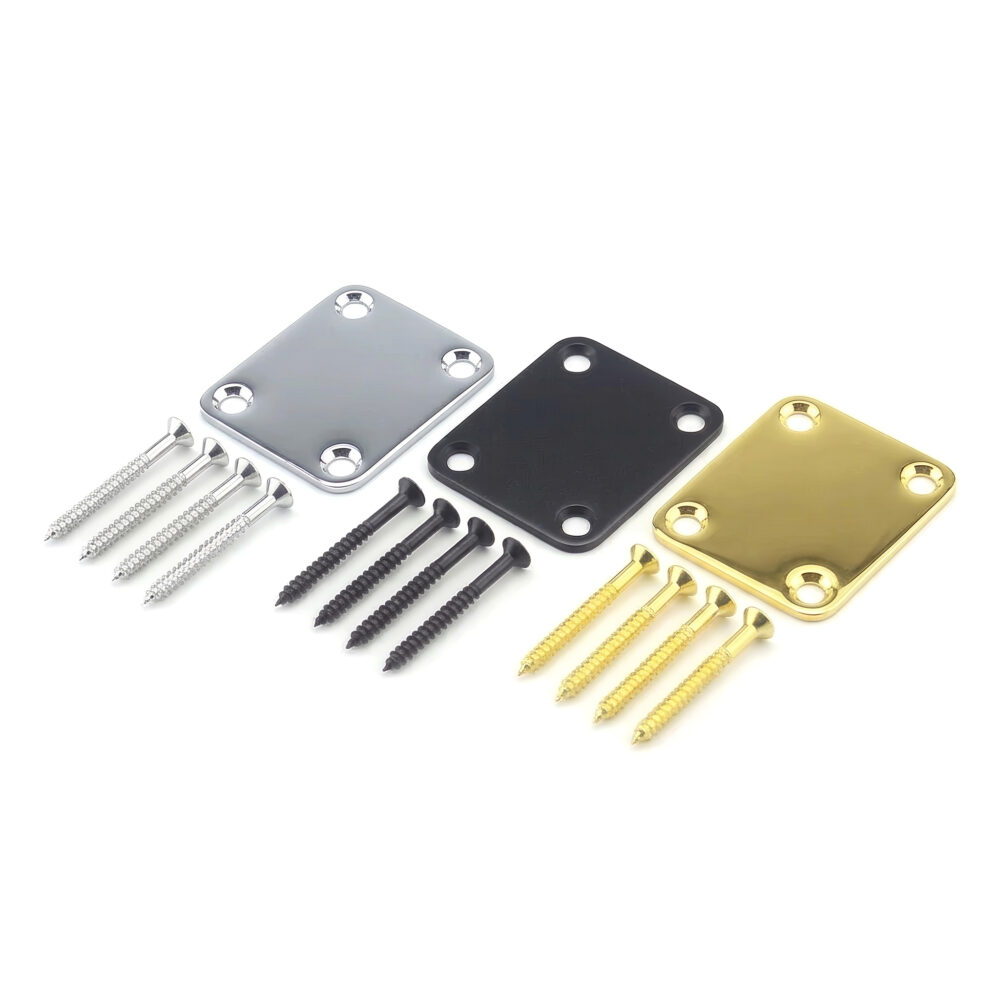 Neck Plate for Stratocaster and Telecaster Guitars - Chrome Black Gold – product image 4