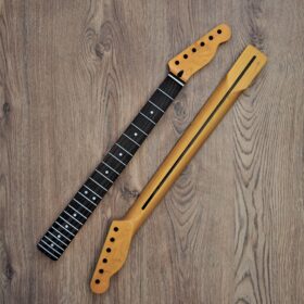 Telecaster Compatible Maple and Rosewood Satin Guitar Neck 22 Fret Jumbo Abalone Inlays
