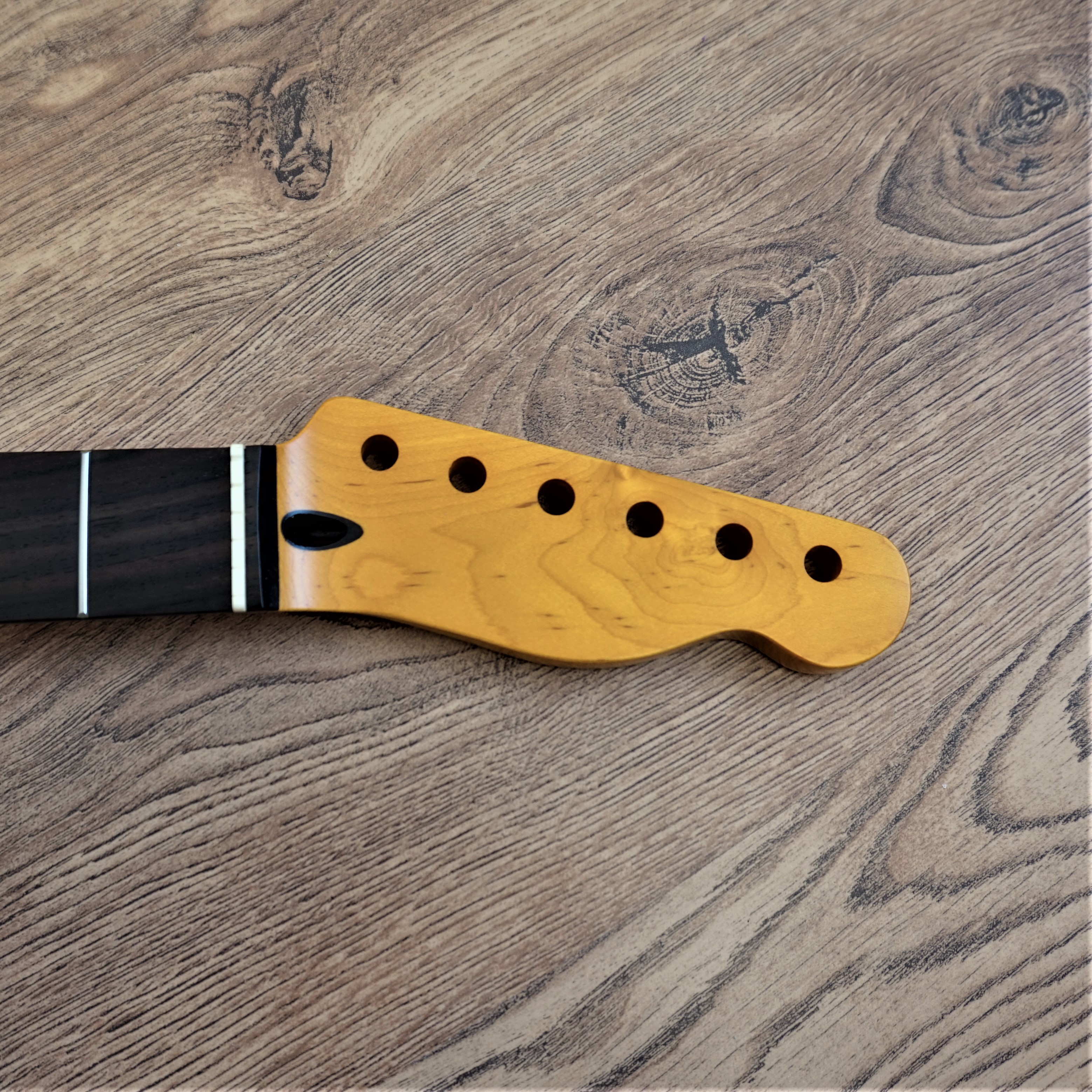 Telecaster Compatible Maple and Rosewood Satin Guitar Neck 22 Fret Jumbo Abalone Inlays - Image 2