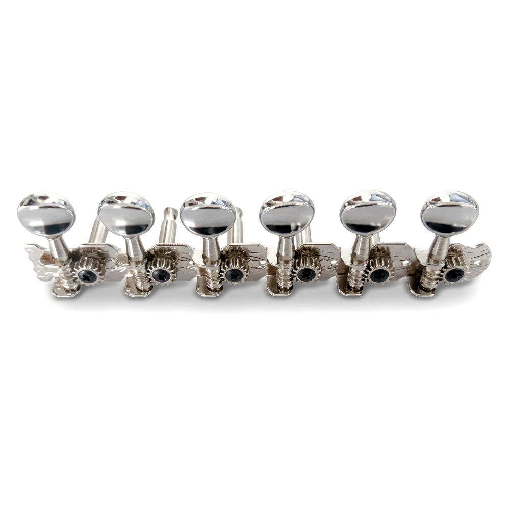 Guitar Anatomy 6 In Line Strip Tuners Vintage Open Gear Oval Machine Heads