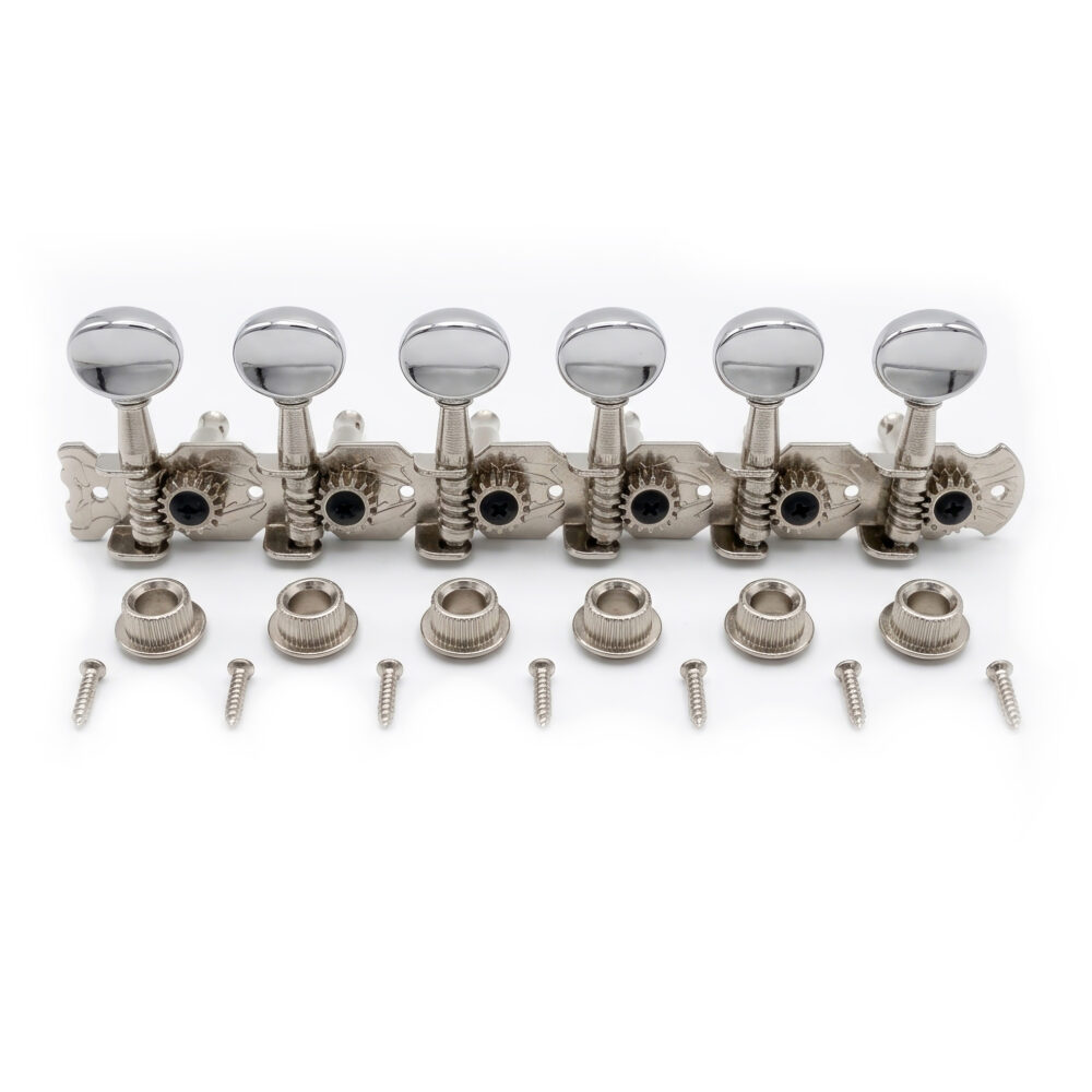 Guitar Anatomy 6 In Line Strip Tuners Vintage Open Gear Oval Machine Heads
