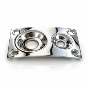 Double Socket Jack Plate Stereo Output Electric Guitar - Chrome – product image 2