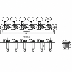 Alternative view of Guitar Anatomy 6 In Line Strip Tuners Vintage Open Gear Oval Machine Heads