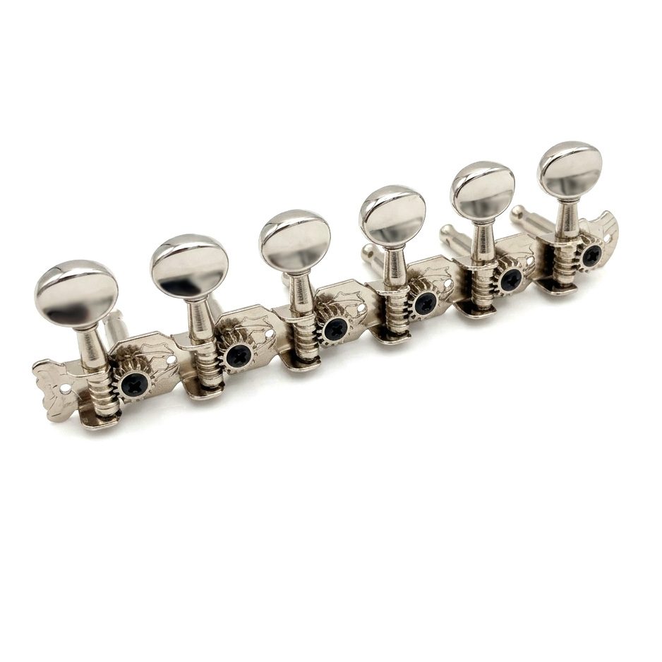 Guitar Anatomy 6 In Line Strip Tuners Vintage Open Gear Oval Machine Heads